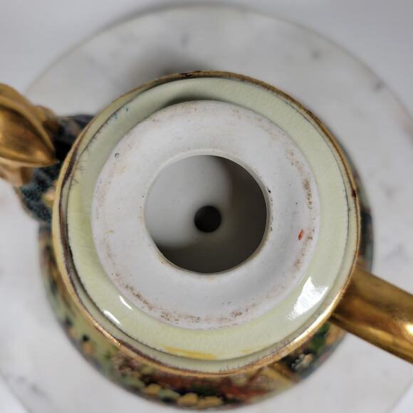 Vintage Royal Satsuma Tea Pot 9.5" Gold Hand Painted Textured Dragon Head Spout - Picture 10 of 16